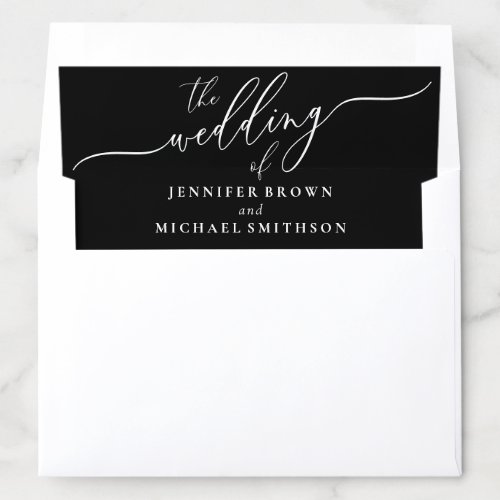 Black and White Simple Formal Wedding Envelope Liner