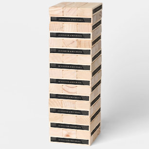 Black and White Simple Fun Geometric Classic Wed Topple Tower