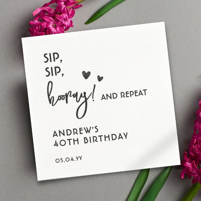 Black and White Simple Funny Adult 40th Birthday  Napkins (Creator Uploaded)