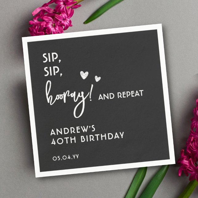 Black and White Simple Funny Custom Birthday Napkins (Creator Uploaded)