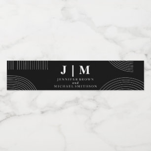 Black and White Simple geometric Decor Wedding Water Bottle Label