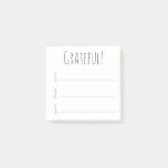 Black And White Simple Grateful Gratitude List   Post-it Notes