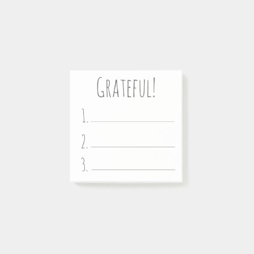Black And White Simple Grateful Gratitude List   Post-it Notes