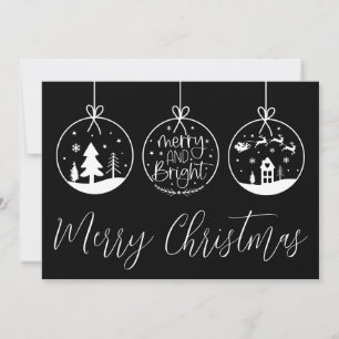 Black And White Simple Merry Christmas Holiday Card