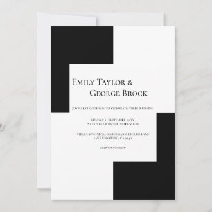 Black And White Simple Minimal Chic Modern Wedding Invitation