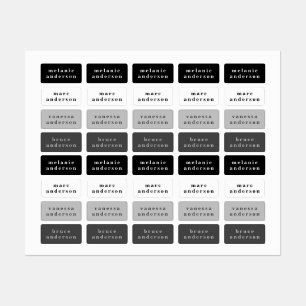 Black and White Simple Minimalist Name Kids' Labels