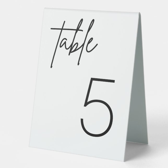 Black and White Simple Minimalist Wedding Table Ta Table Tent (Front)