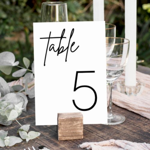 Black and White Simple Minimalist Wedding Table Table Number