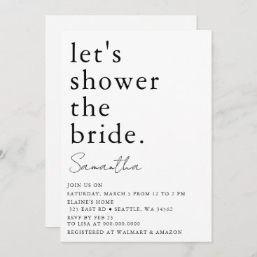 Black and White Simple Modern Bridal Shower Invitation