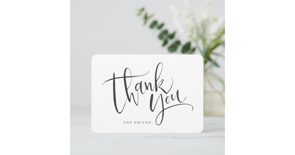 Black and white Simple Modern Calligraphy Thank You Card | Zazzle