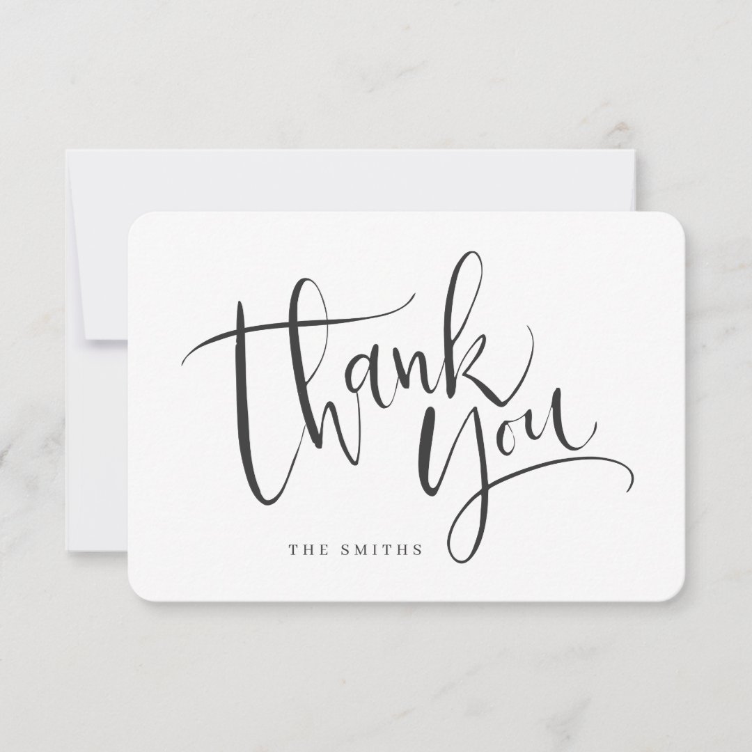 Black and white Simple Modern Calligraphy Thank You Card | Zazzle