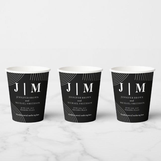 Black and White Simple Modern Celebration Wedding Paper Cups