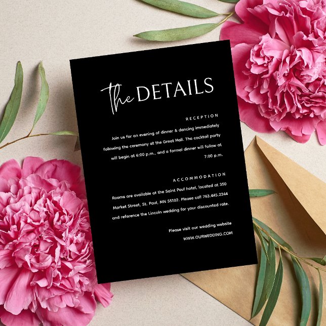 Black and White Simple Modern Minimalist Wedding Enclosure Card (Creator Uploaded)