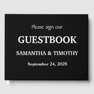 Black and White Simple Modern Minimalist Wedding Guest Book