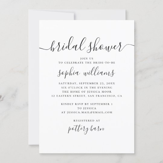 Black and white simple modern script bridal shower invitation | Zazzle.com