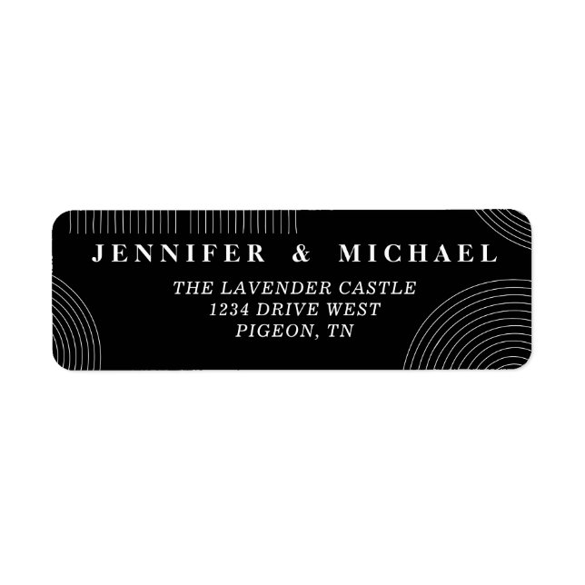 Black and White Simple Modern Shapes Wedding Label (Front)