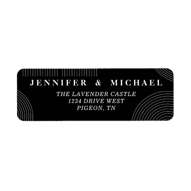 Black and White Simple Modern Shapes Wedding Label