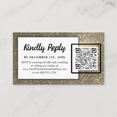 Black and White Simple Modern Wedding Gold Glitter Enclosure Card