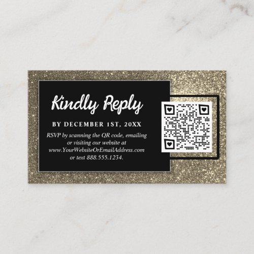Black and White Simple Modern Wedding Gold Glitter Enclosure Card