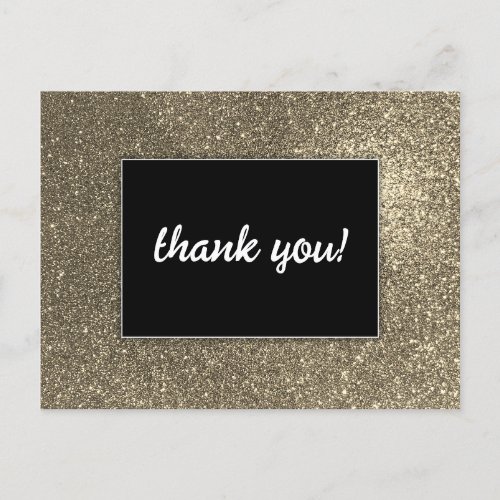 Black and White Simple Modern Wedding Gold Glitter Postcard