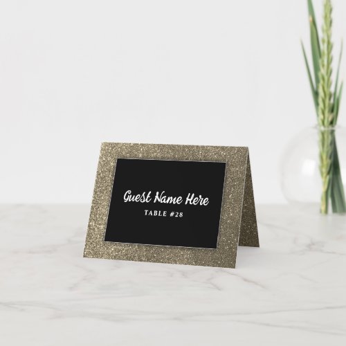 Black and White Simple Modern Wedding Gold Glitter Thank You Card