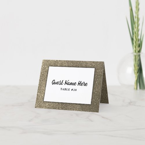 Black and White Simple Modern Wedding Gold Glitter Thank You Card