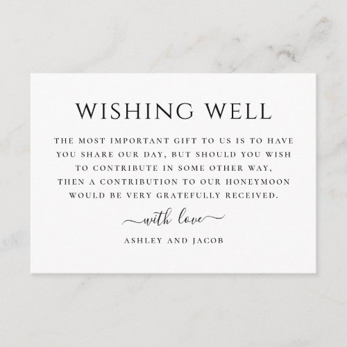 Black and white simple modern wedding wishing well enclosure card
