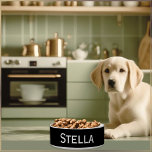 Black and White Simple Monochrome Name Pet<br><div class="desc">Personalize this sleek black and white pet bowl for your dog or cat. With its trendy minimalist design,  the bowl makes an attractive and practical gift for your pet.</div>