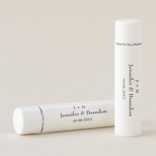 Black and White Simple Monogram Elegant Wedding Lip Balm