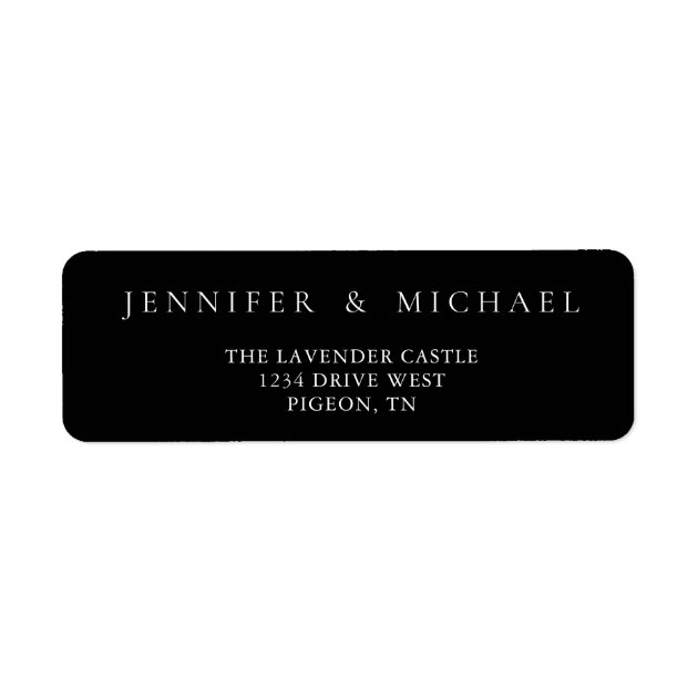 Black and White Simple Name Address Wedding Label