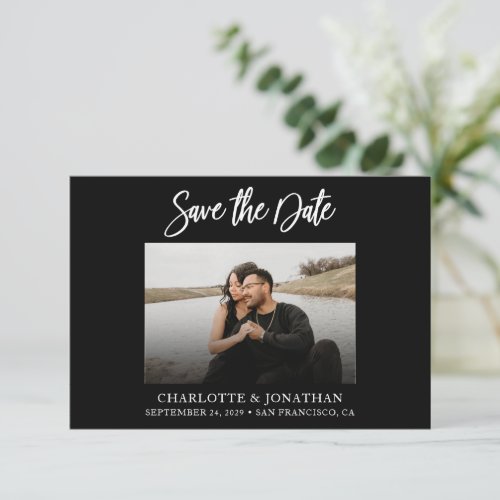 Black and White Simple Photo Save The Date Card