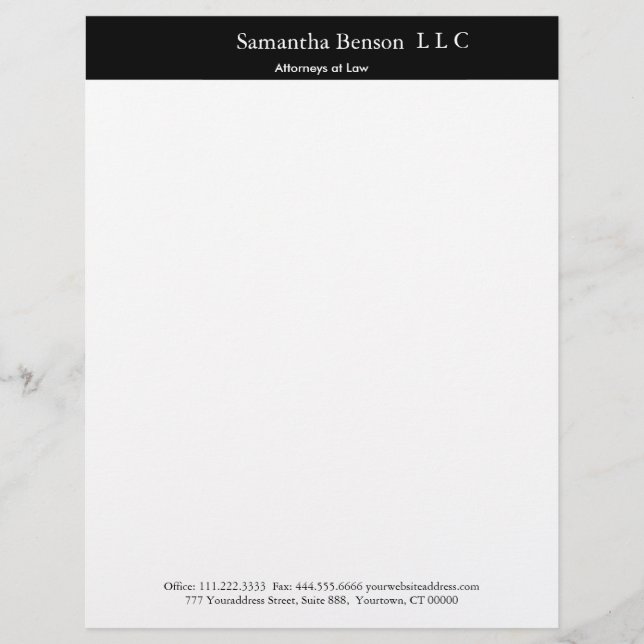 Black and White Simple Professional Letterhead (Front)