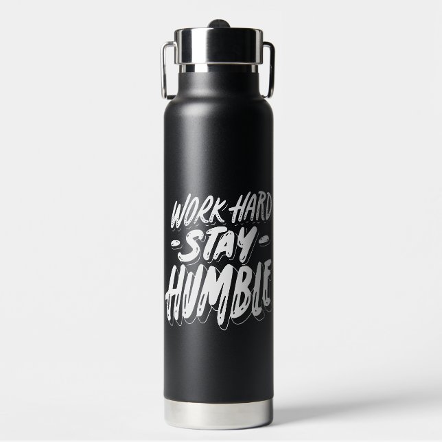 Black and White Simple Quote Typography  Water Bottle (Front)