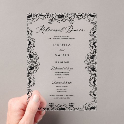 BLACK AND WHITE SIMPLE REHEARSAL WEDDING INVITE ACRYLIC INVITATIONS