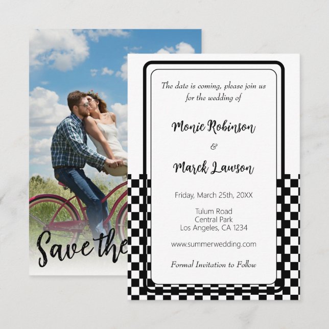 Black and white simple save the date (Front/Back)
