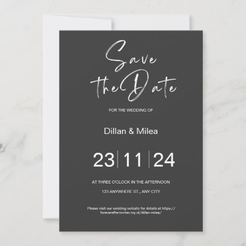 Black and White Simple Save The Date Card