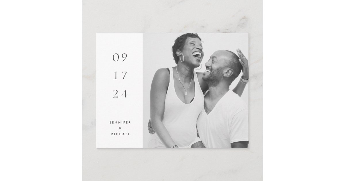 Black and White Simple Save the Date Postcard 3 Zazzle