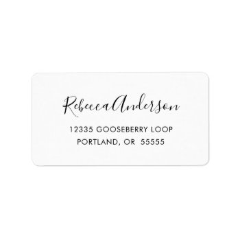 Black And White Simple Script Return Address Label by daisylin712 at Zazzle