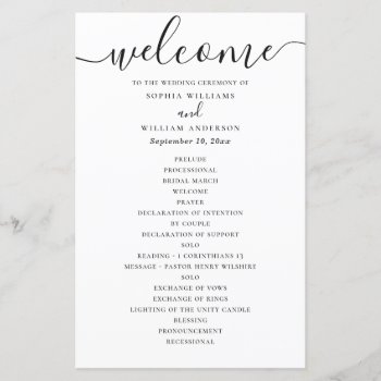Black And White Simple Script Wedding Program by RemioniArt at Zazzle