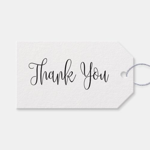 Black and white simple script wedding thank you gift tags