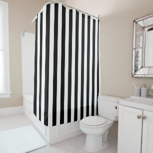 Black and White Simple Striped Shower Curtain