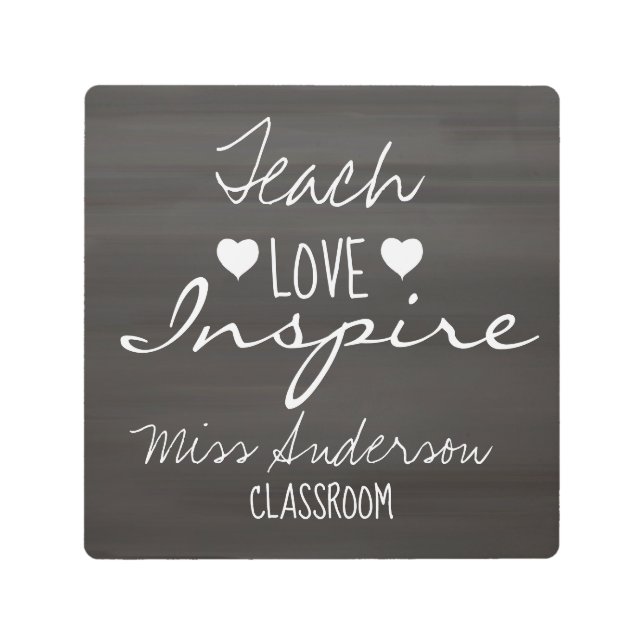Black and White Simple Teacher Quote Keepsake Metal Print (Front)
