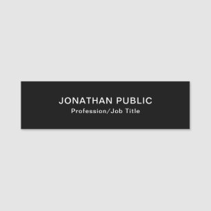 Black And White Simple Template Modern Elegant Name Tag