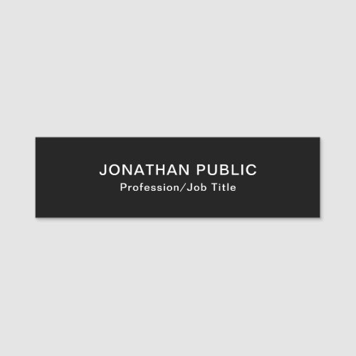 Black And White Simple Template Modern Elegant Name Tag