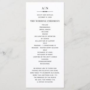 Black and white simple typography classic wedding program