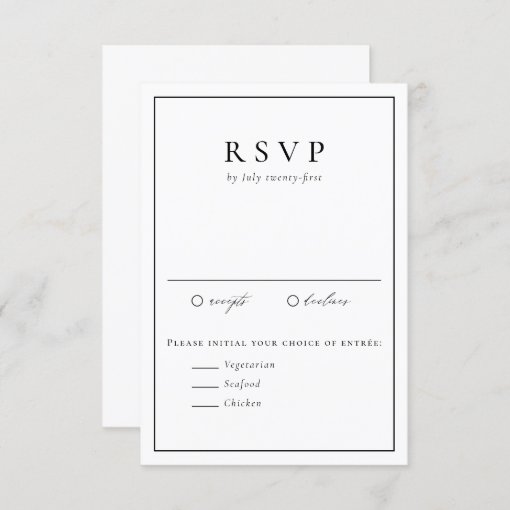 Black and White Simple Typography Formal Wedding RSVP Card | Zazzle