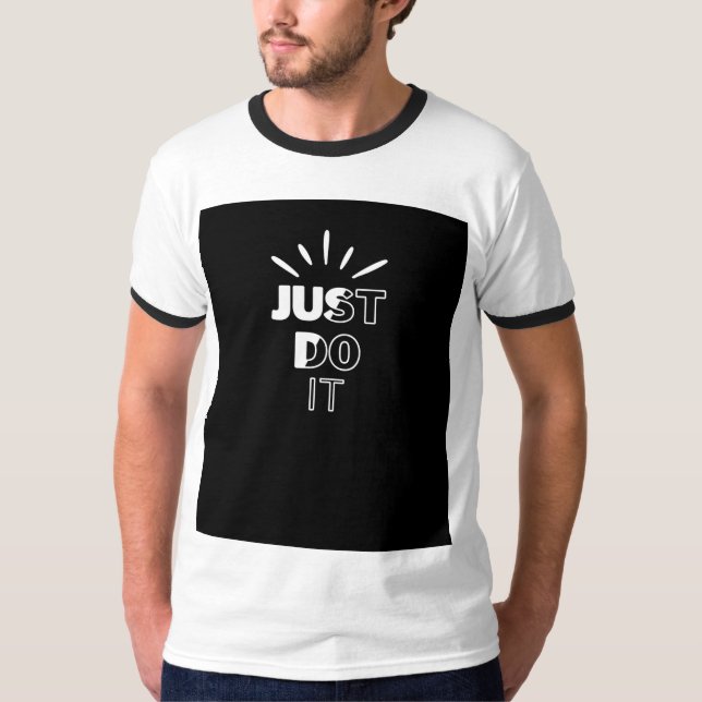 Black and White Simple Typography T Shirt (Front)
