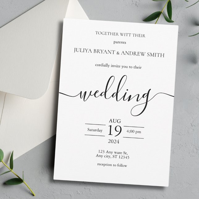 Black and white simple typography wedding invitation (Creator Uploaded)