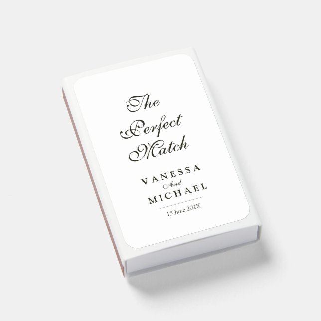 Black and white simple unique wedding  matchboxes (Front Closed)
