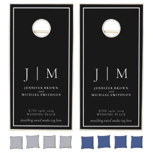 Black and White Simple Wedding Exterior Party Cornhole Set